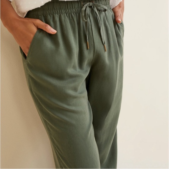 Garnet Hill Green TENCEL™ & Linen Joggers size S - Picture 1 of 7